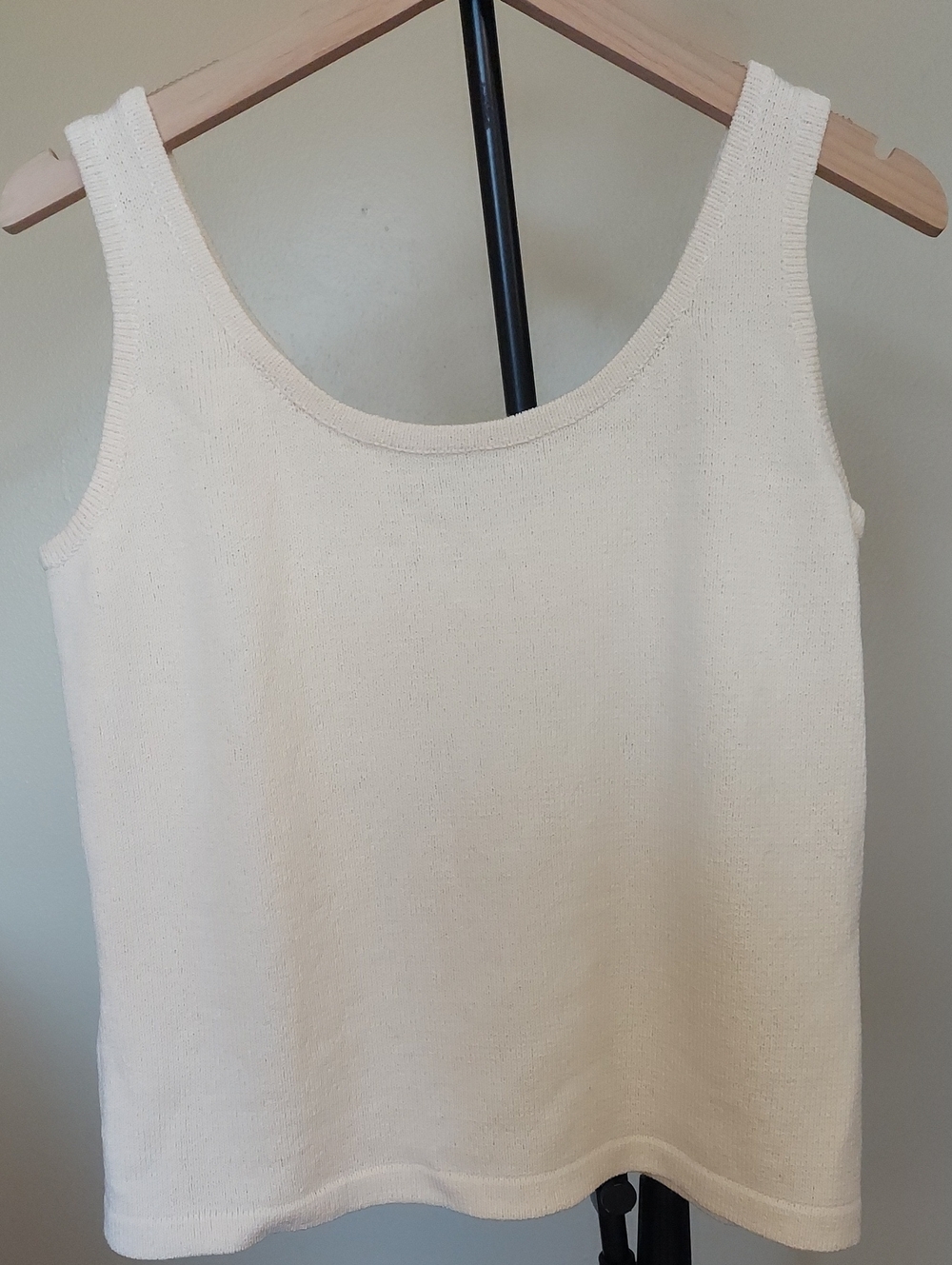 Frances Brewster Cream scoop-neck Knit Tank Top -Vintage Sz S